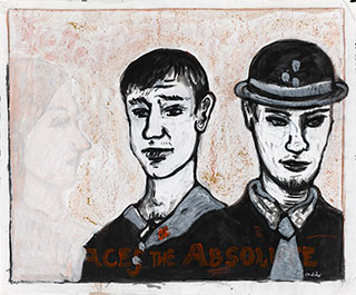 Paper_The-Trio_46x60cm_Ink,-acrylic,-red-crayon_2008